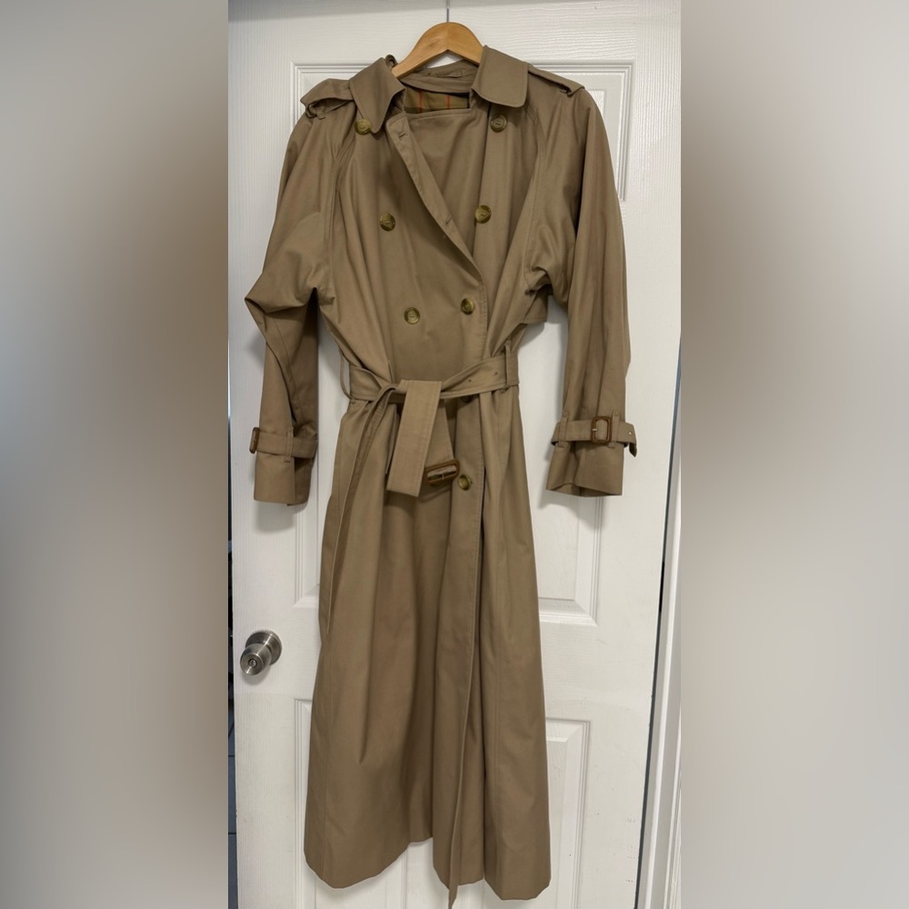 Vintage Burberrys Trench Coat Long Beige Nova Check Wool Liner